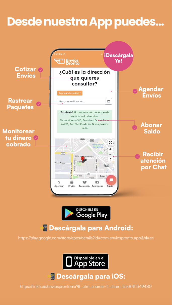 Características de la App Envíos Pronto