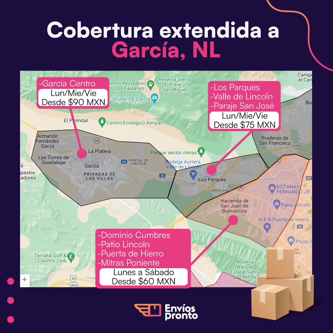 Cobertura de Envíos en García, Nuevo León