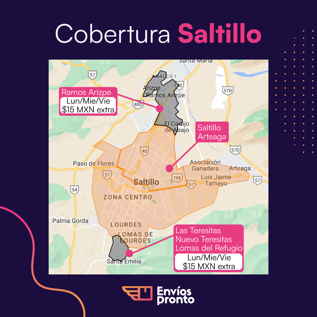 Cobertura en Saltillo con detalles de entrega