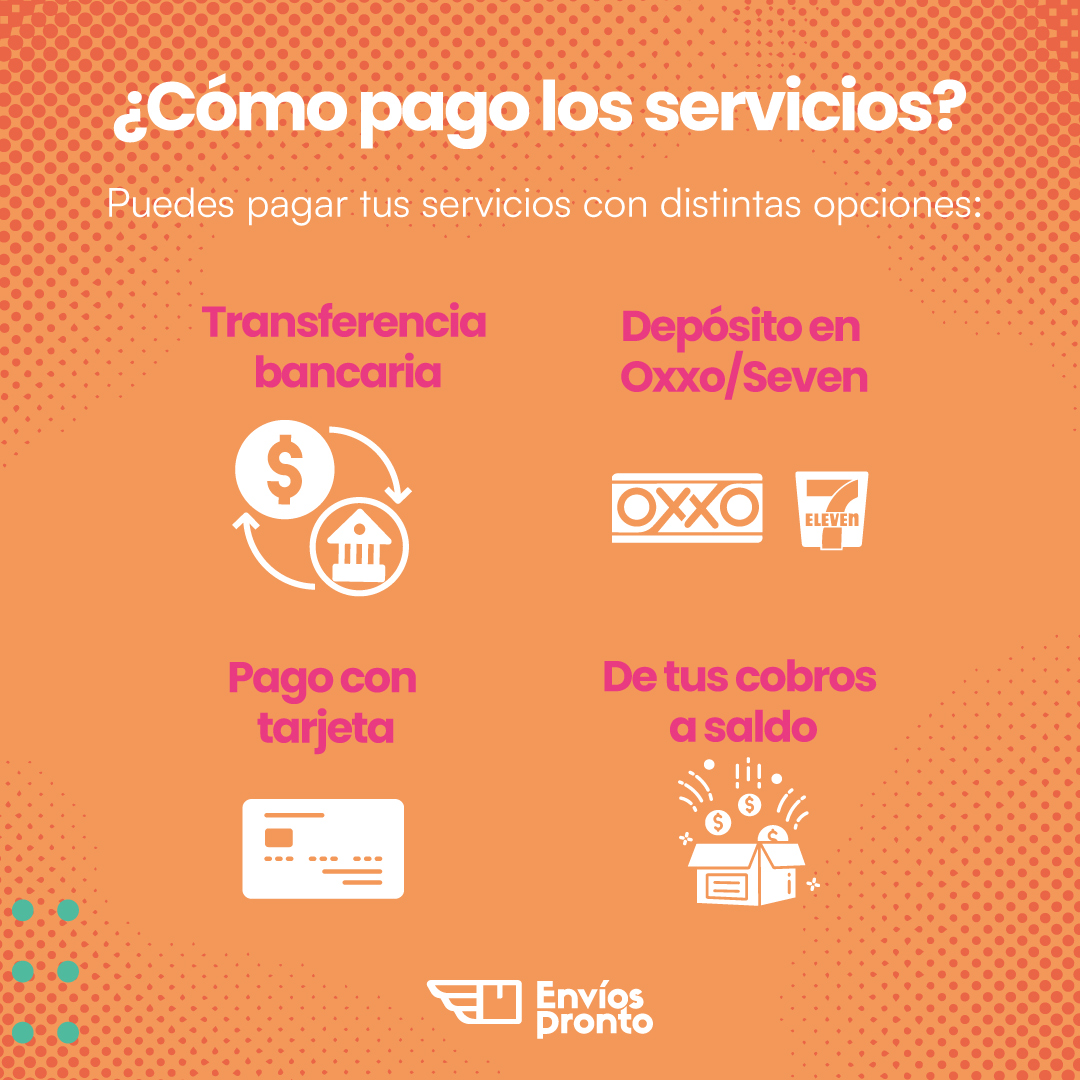 Opciones de pago de servicios de Envíos Pronto