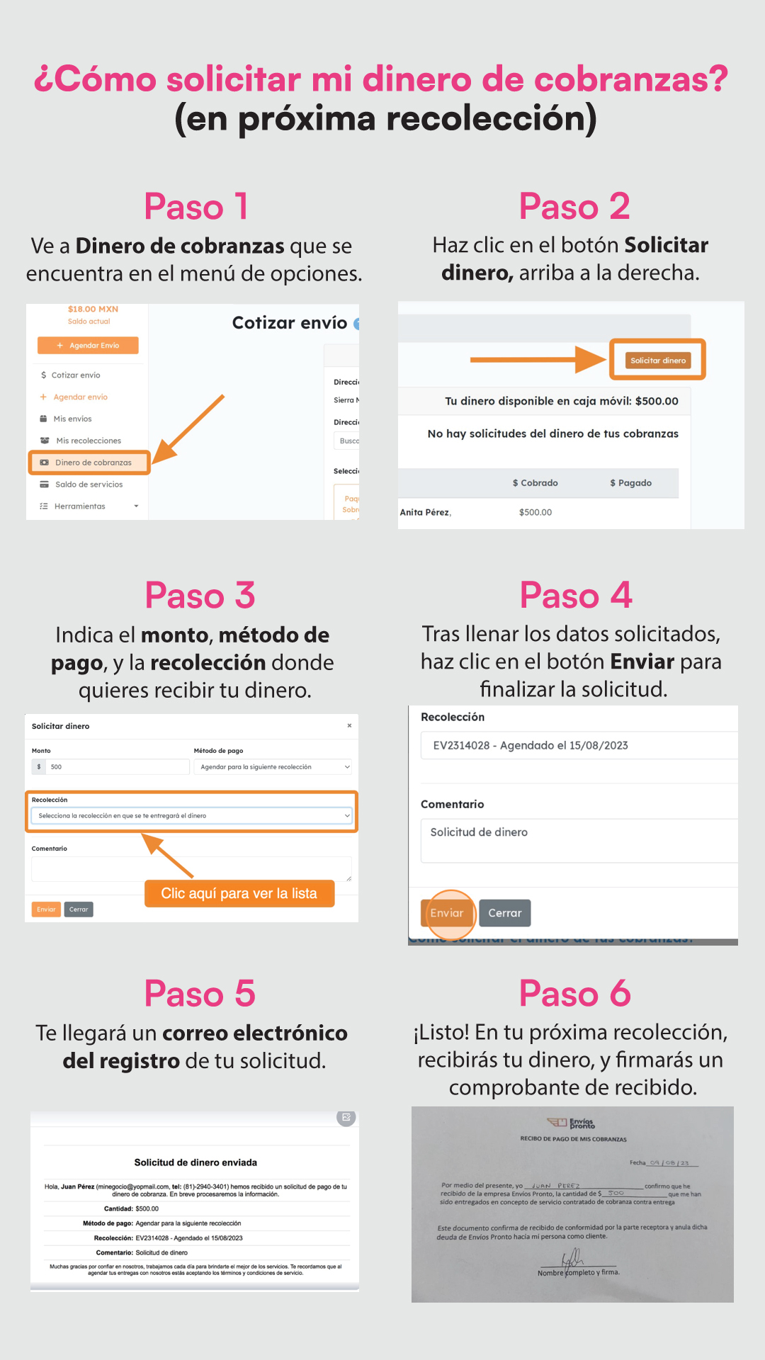Cómo solicitar dinero de cobrazas en recolección