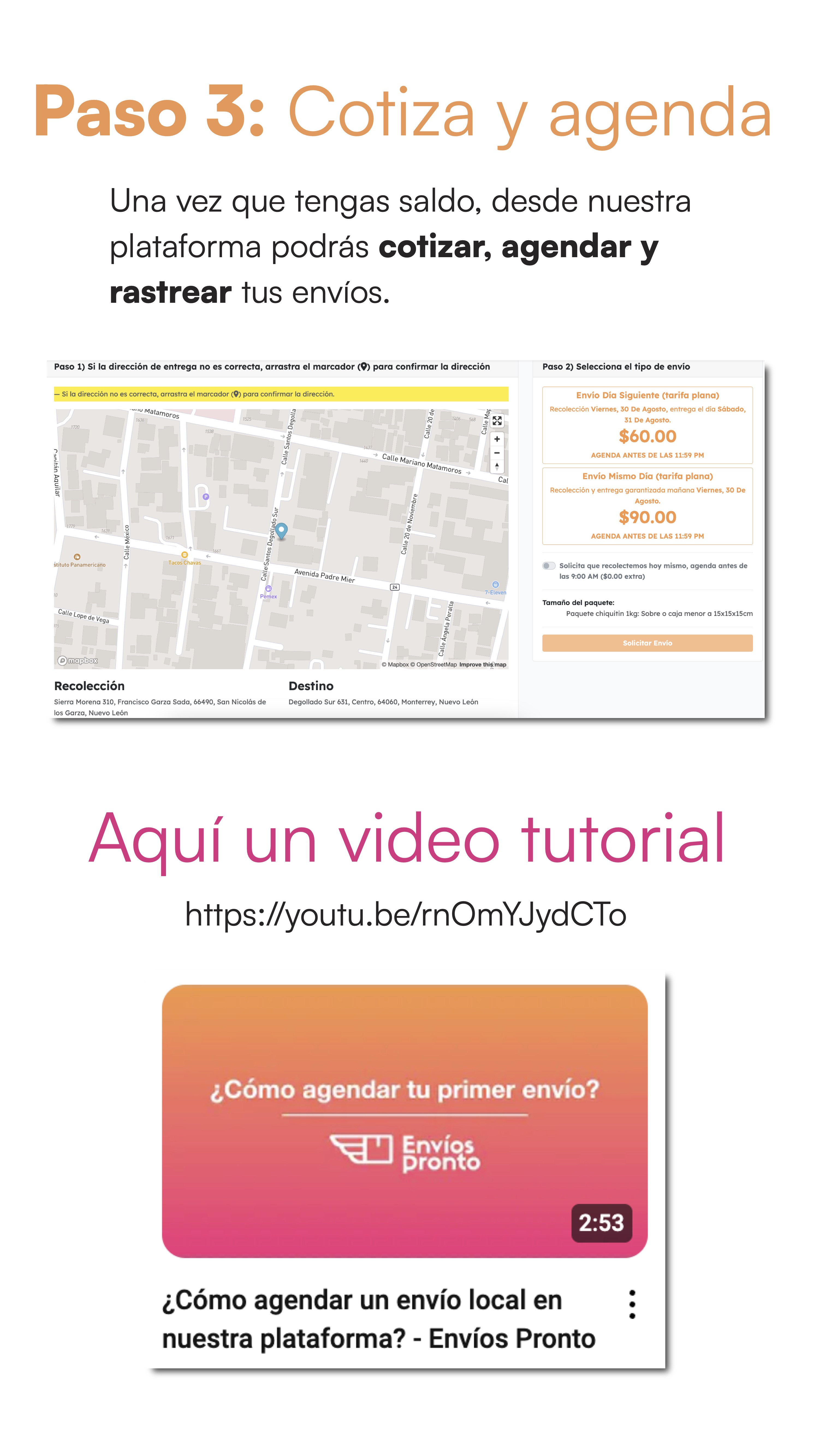 Paso 3: Cotiza y agenda tus envíos
