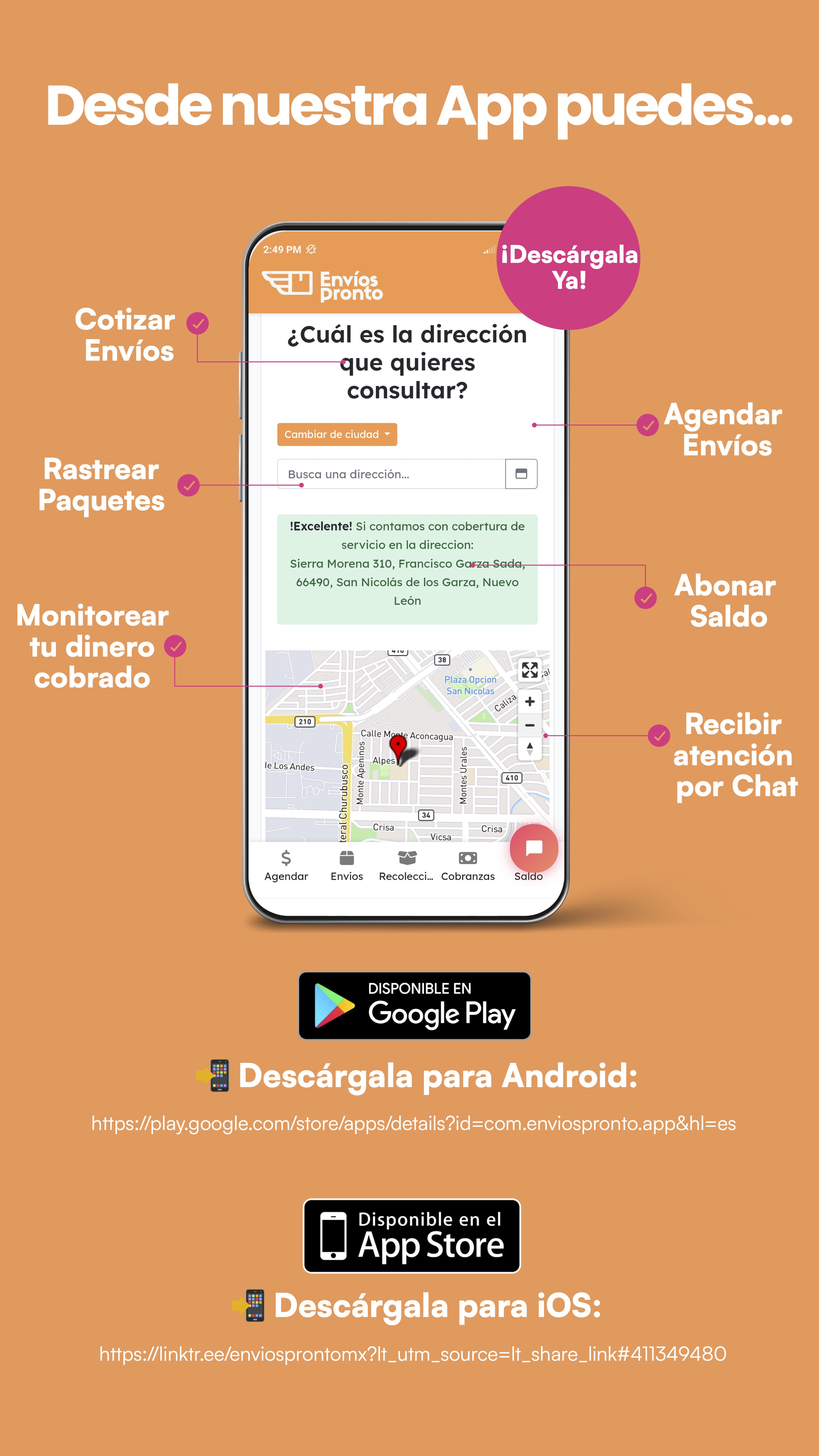 Funciones útiles de nuestra App Envíos Pronto