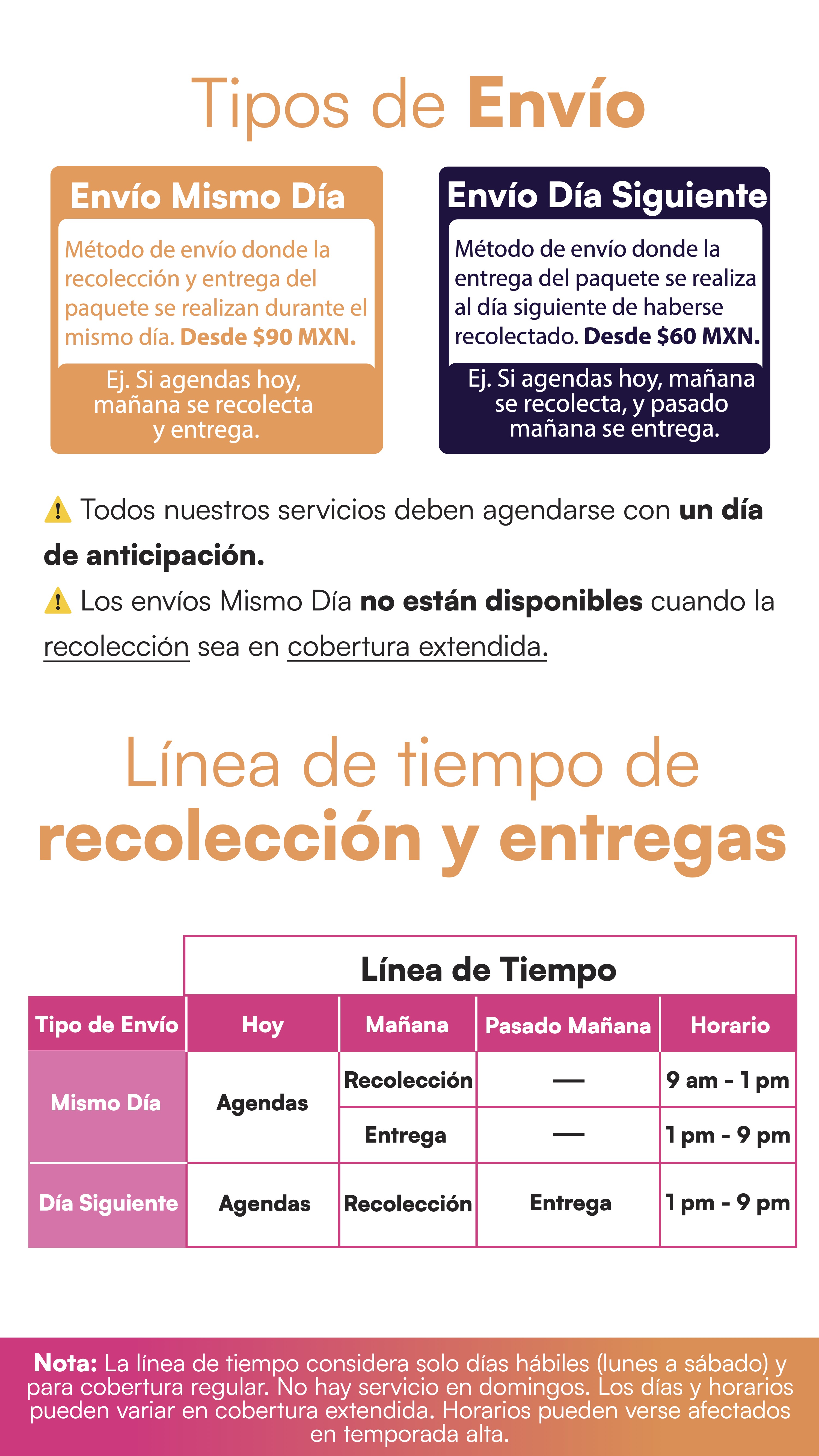 Tipos de Envío y Recolección en Envíos Pronto