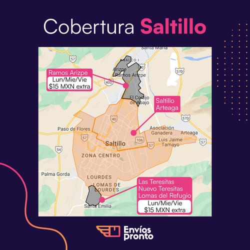 Cobertura en Saltillo con detalles de entrega