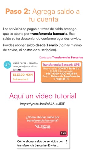 Instrucciones para agregar saldo a tu cuenta