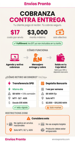 Servicio de Cobranza Contra Entrega de Envios Pronto